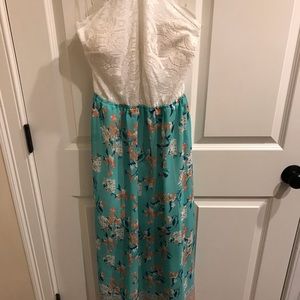 Halter Lace Maxi with patterned base